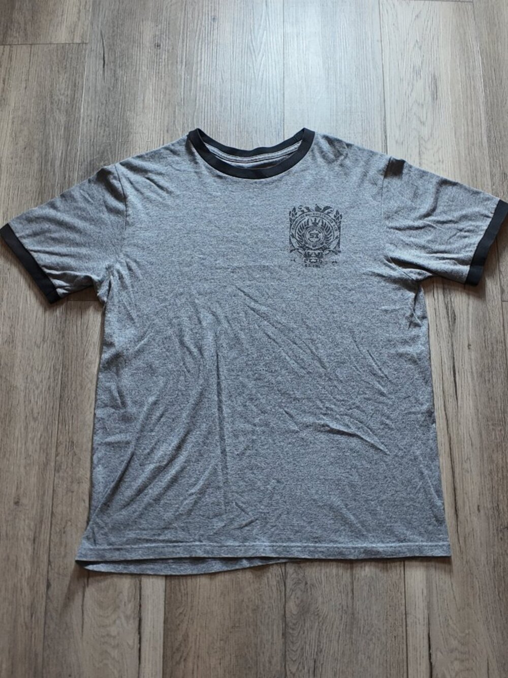 Signature by Levi Strauss & Co Men's Large Gray Ringer Graphic Tee Shirt L